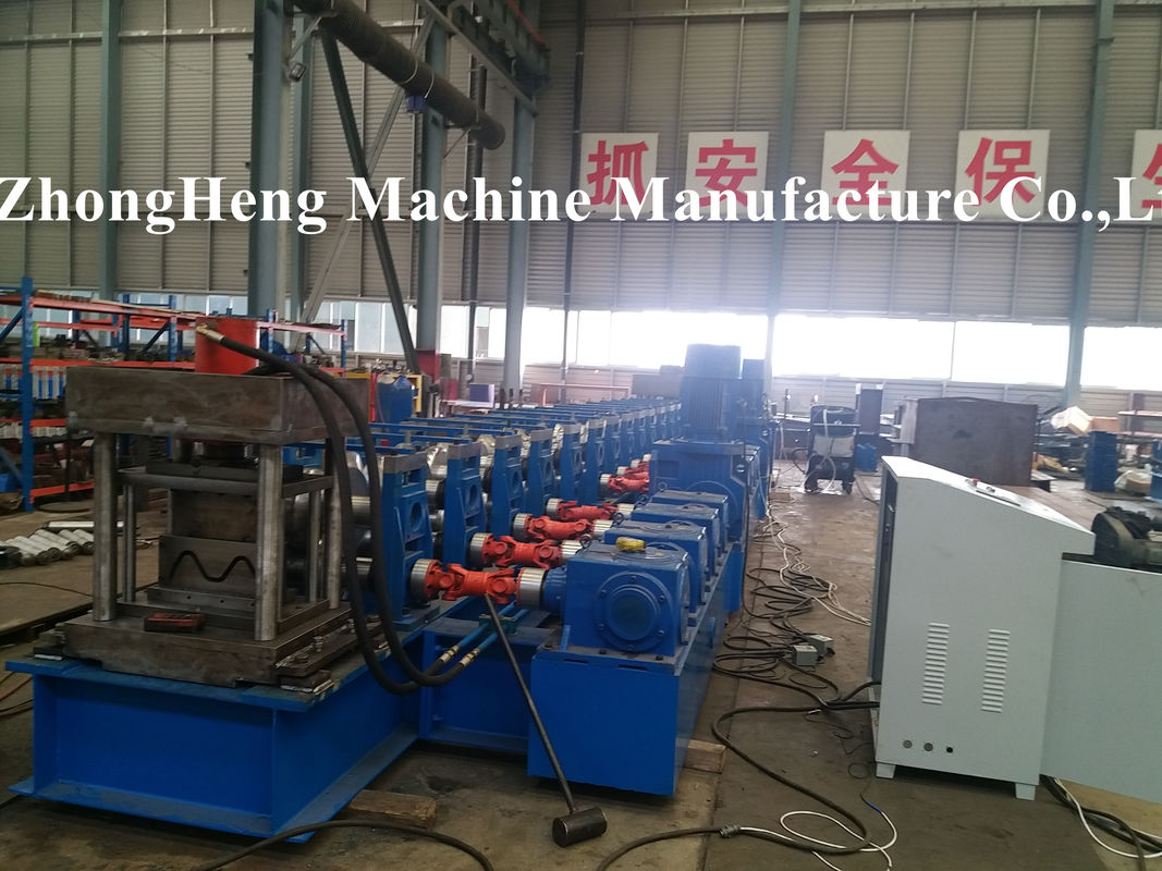 W Profile Guardrail Roll Forming Machine with gearbox drive stations and prepunching device